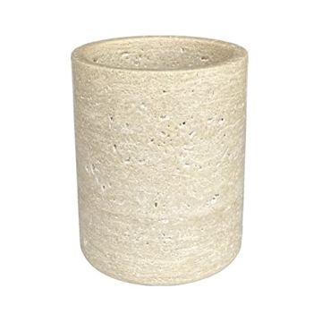 StonePlus Handmand Natural Marble with Holes Stone Vintage Kitchen Utensil Holder - 5.1" D X 6.3" H ...