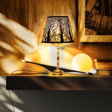 ALUCSET Metal Lampshade with Warm Glow and Tree Pattern