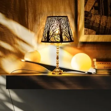 ALUCSET Metal Lampshade with Warm Glow and Tree Pattern