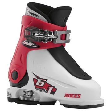 Roces Adjustable Youth Ski Boots - Grow with Your Child - White/Red/Black