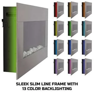 Electric Fireplace - 30 Inch Wall Mounted Fireplace - 13 Backlight Colors and Remote Controlled LED ...