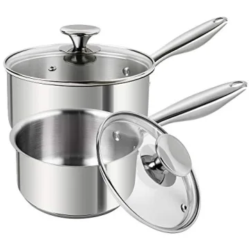 MICHELANGELO 2 Piece Stainless Steel Saucepan Set - Premium Induction Compatible Cookware