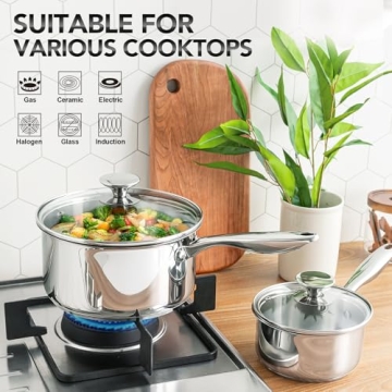 MICHELANGELO 2 Piece Stainless Steel Saucepan Set - Durable & Stylish