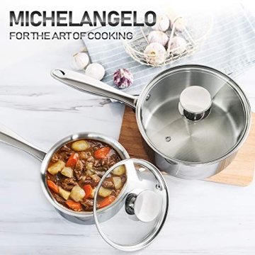 MICHELANGELO 2 Piece Stainless Steel Saucepan Set - Durable & Stylish