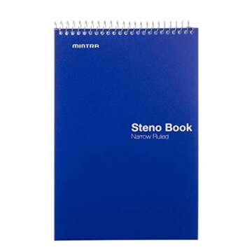 Mintra Office Steno Book - (Primary Colors, 8 Pads/Pack, Narrow Ruled) - 6inx9in, 100 Sheets per pad, POLY Cover, notebook for writing notes in school, university, college, work, office