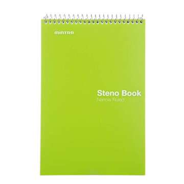 Mintra Office Steno Book - (Primary Colors, 8 Pads/Pack, Narrow Ruled) - 6inx9in, 100 Sheets per pad, POLY Cover, notebook for writing notes in school, university, college, work, office