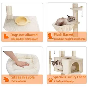 Heybly Cat Tower with Scratching Board for Indoor Cats