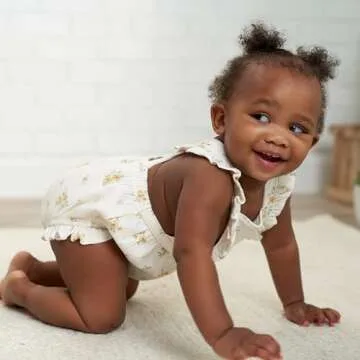 Cute Gerber Baby Girls Ruffle Romper in Cotton for Infants