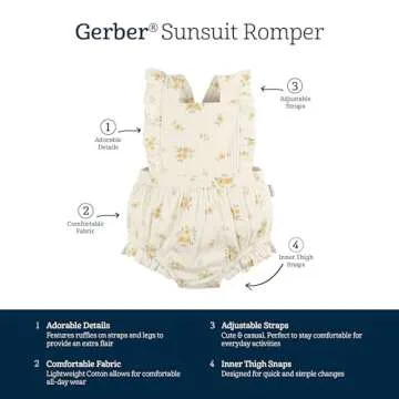 Cute Gerber Baby Girls Ruffle Romper in Cotton for Infants