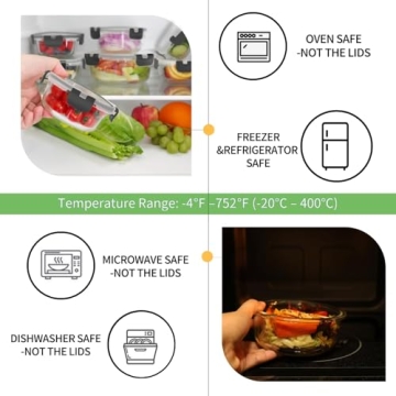 HOMBERKING 18 Piece Glass Food Storage Containers Set