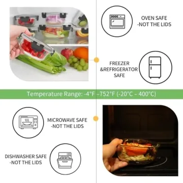 HOMBERKING 18 Piece Glass Food Storage Containers Set