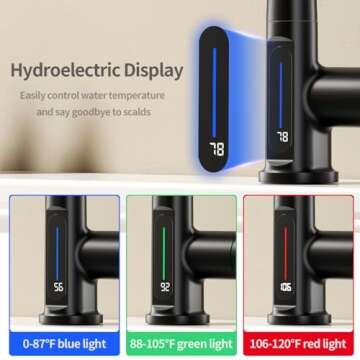 SINGSUO Liftable Bathroom Faucet with Pull Out Sprayer, 3 Modes Digital Temperature Display Bathroom Sink Faucet with 360° Swivel Spout, Single Hole Bathroom Faucet with Rainfall Spray (Black)