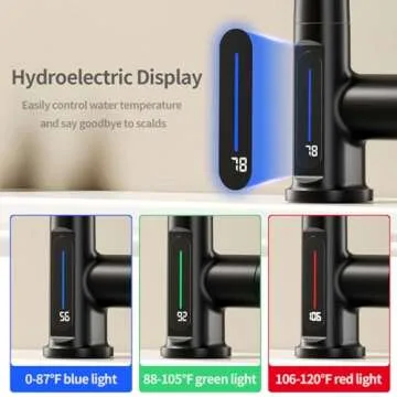 SINGSUO Liftable Bathroom Faucet with Pull Out Sprayer, 3 Modes Digital Temperature Display Bathroom Sink Faucet with 360° Swivel Spout, Single Hole Bathroom Faucet with Rainfall Spray (Black)