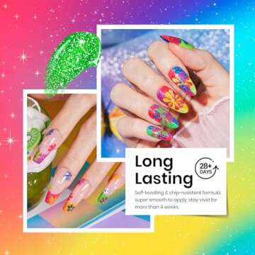 Beetles Reflective Glitter Neon Gel Polish Set, 6 Colors Gel Nail Polish Set Nails Gel Blue Hot Pink...