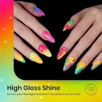 Beetles Reflective Glitter Neon Gel Polish Set, 6 Colors Gel Nail Polish Set Nails Gel Blue Hot Pink Purple Soak Off Uv Led Gel Nail Polish Kit Nail Gift for Her