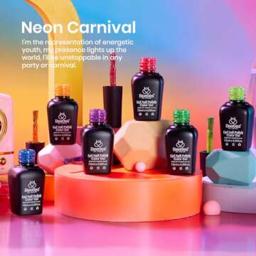 Beetles Reflective Glitter Neon Gel Polish Set, 6 Colors Gel Nail Polish Set Nails Gel Blue Hot Pink Purple Soak Off Uv Led Gel Nail Polish Kit Nail Gift for Her