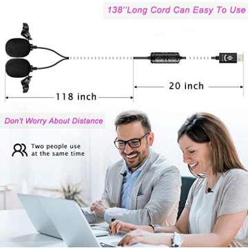 Yichuang Professional Dual Lapel Lavalier Microphone,Easy to Clip-on Handsfree Omnidirectional Condenser Interview Lapel Mic,Compatible with iPhone,YouTube,Podcast(3.5M)