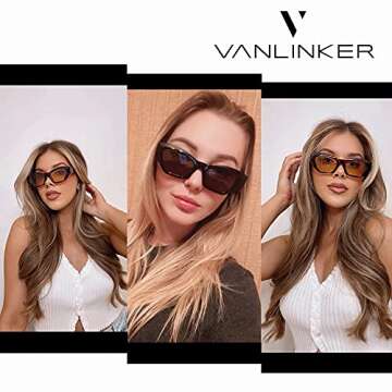 VANLINKER Retro Small Cateye Irregular Sunglasses for Women Men 90s Trendy Vintage Glasses Y2K Fashi...