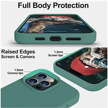 Vooii Compatible with iPhone 14 Pro Max Case, Upgraded Slim Liquid Silicone Case, [Anti-Scratch Soft Microfiber Lining] Full Covered Soft Gel Rubber 14 Pro Max iPhone Case 6.7 inch - Pine Green