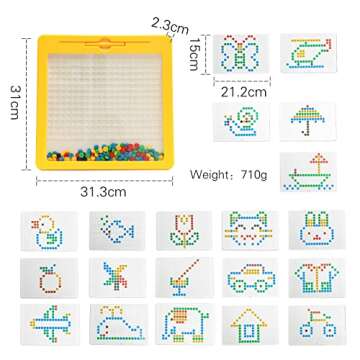 Magnetic Drawing Board for Toddlers, Large Doodle Board with Magnetic Pen and Beads, Magnetic Dot Art, Montessori Educational Preschool Toy, Travel Toys for 3 4 5 6 Year Old Boys Girls (12.4"x12.4")