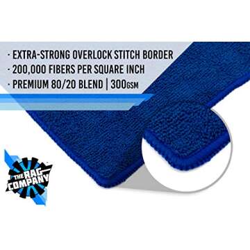 The Rag Company - All-Purpose Microfiber Terry Cleaning Towels - Commercial Grade, Highly Absorbent, Lint-Free, Streak-Free, Kitchens, Bathrooms, Offices, 300gsm, 16in x 16in, Royal Blue (12-Pack)