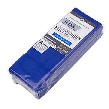 The Rag Company - All-Purpose Microfiber Terry Cleaning Towels - Commercial Grade, Highly Absorbent, Lint-Free, Streak-Free, Kitchens, Bathrooms, Offices, 300gsm, 16in x 16in, Royal Blue (12-Pack)