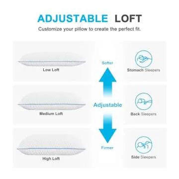 Cooling Bed Pillows Queen Size Set of 2, Shredded Memory Foam Pillows Cool Cold Pillow for Side Back Stomach Sleepers, Gel Pillow Adjustable Firm Pillows Soft Pillows for Sleeping 20x30 Pillow White