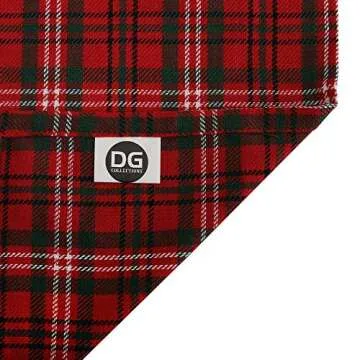 DG Collections Dinner Napkins, 100% Cotton Over Sized Kitchen Napkins, Set of 12 Pack (19 x 19 Inch) Red & Green Plaid for Christmas and Thanksgiving with Mitered Corner and Lint Free