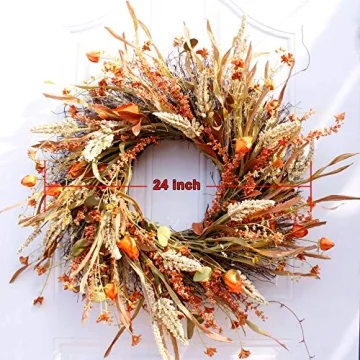 Dseap 24 Inch Fall Wreath for Autumn Decor