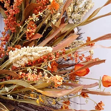 Dseap 24 Inch Fall Wreath for Autumn Decor