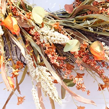 Dseap 24 Inch Fall Wreath for Autumn Decor