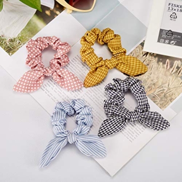 Yaomiao 12 Pieces Scrunchie Bows Soft No-Hurt Hair Ties