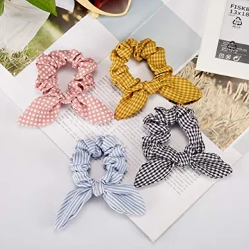 Yaomiao 12 Pieces Scrunchie Bows Soft No-Hurt Hair Ties
