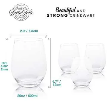 BELLAFORTE Tritan Stemless Wine Glasses Set for Every Occasion