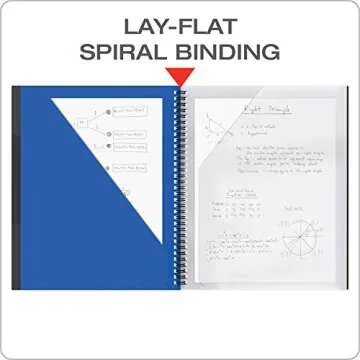 Oxford 10 Pocket Folder, Plastic Spiral Portfolio, Folder for School and Office, Multi-Pocket Paper Organizer, Anti-Tear Edges, 8 Clear Pockets, 2 Diagonal Interior Pockets, Letter Size, Blue (89331)