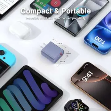 [2 Pack] USB-C Wall Charger, 20W Dual Port QC+PD3.0 Power Adapter, Double Fast Plug Charging Block for Samsung Galaxy S24 S23/S23+/S23Ultra/S22/S22+/S22 FE/Note 20Ultra, iPhone 16/15 Brick Box, Purple