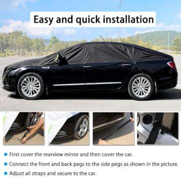 Konnfeir All Weather Half Car Cover for Sedans 420D Oxford