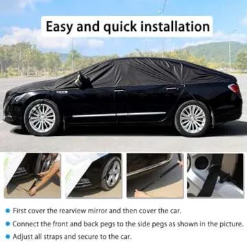 Konnfeir All Weather Half Car Cover for Sedans 420D Oxford