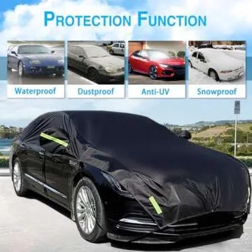 Konnfeir All Weather Half Car Cover for Sedans 420D Oxford