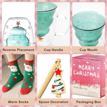 Binoster Cute Mugs - Charming Christmas Mug with Spoon