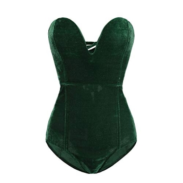 saqulopr Velvet Corset Bodysuit for Halloween & Parties