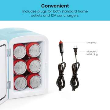 Chefman - Iceman Mini Portable Blue Personal Fridge Cools Or Heats & Provides Compact Storage For Skincare, Snacks, Or 6 12oz Cans W/ A Lightweight 4-liter Capacity To Take On The Go