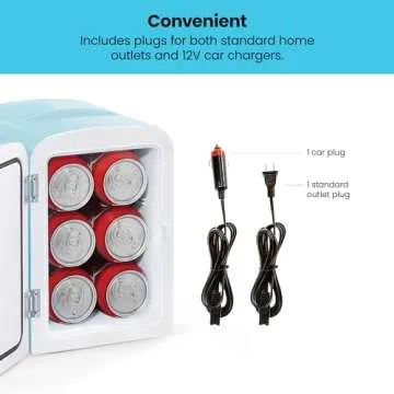 Chefman Mini Portable Blue Fridge for Skincare and Snacks