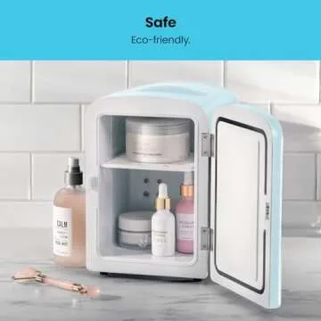 Chefman Mini Portable Blue Fridge for Skincare and Snacks
