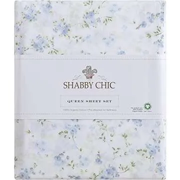 Shabby Chic® - Twin Sheets, Soft & Breathable Organic Cotton Bedding Set, Floral Home Decor with Ruffled Pillowcase (Ella Pink, Twin)