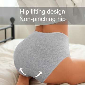 IROCUE High Waisted Postpartum Underwear Full Coverage Cotton Womens Underwear Soft Stretch Panties Comfort Breathable Underpants Multipack-M