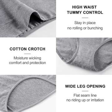 IROCUE High Waisted Postpartum Underwear Full Coverage Cotton Womens Underwear Soft Stretch Panties Comfort Breathable Underpants Multipack-M