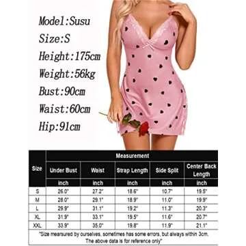 Avidlove Women Sleepwear Printed Nightgown Sexy Nighty for Women Naughty Chemise Sleepwear Black Love L