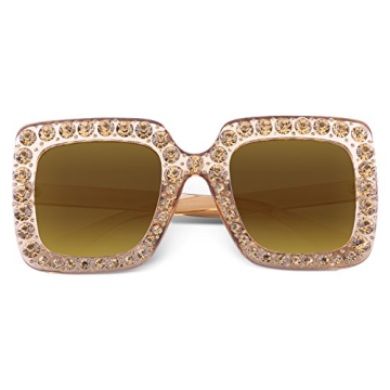 FEISEDY Women Sparkling Crystal Oversized Sunglasses Fashion