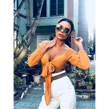 FEISEDY Women Sparkling Crystal Oversized Sunglasses Fashion